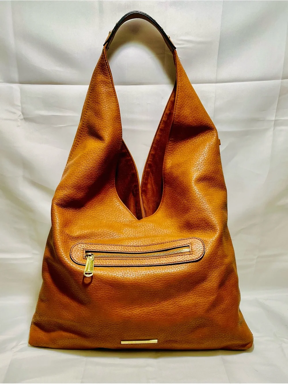 Steve Madden Cognac Pebbled Leather Hobo Shoulder Bag